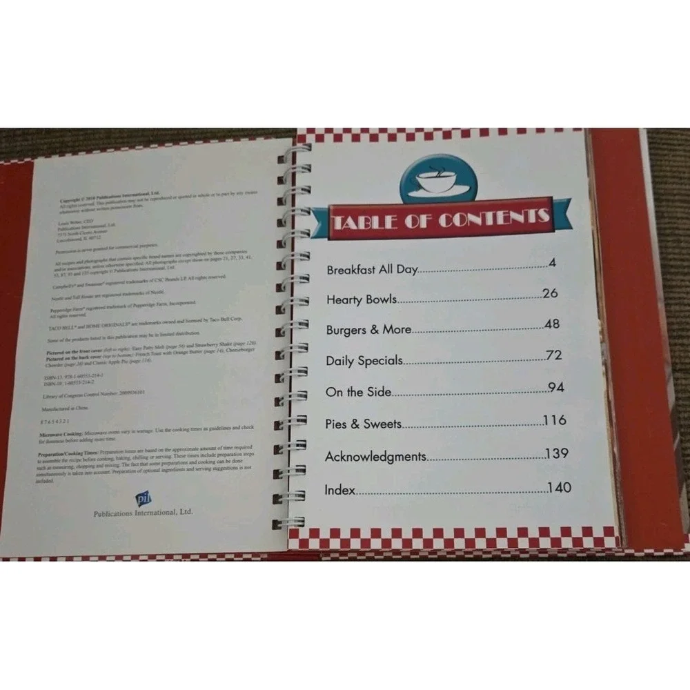 DINER COOKBOOK Breakfast, Burgers and More Recipes  NEW‎